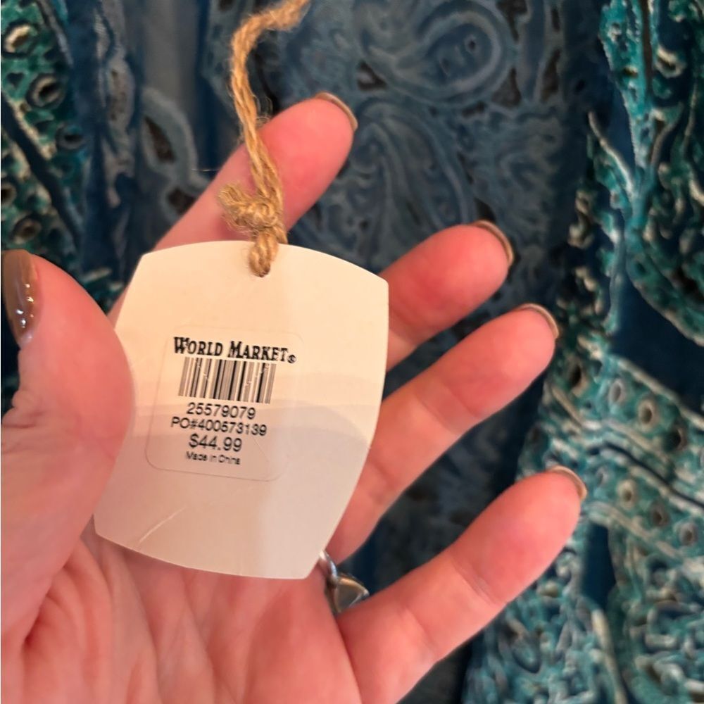 World Market Boho Chic Blue Paisley Kimono - Picture 5 of 7